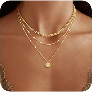 18K Gold Plated Layering Necklaces For Women Gold Necklace Set, Cuban Link, Snake Chain, Paperclip Layered Chains, Twisted Rope and Twisted Chain, Trendy Layering Necklace