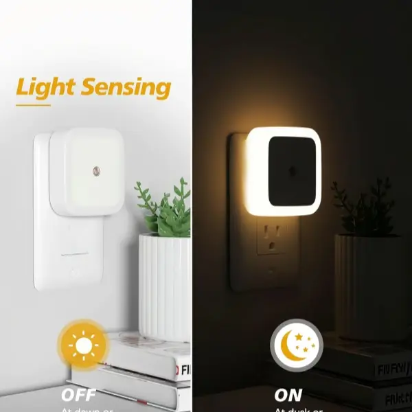 Plug-in Camping Night Light ， Night Lights Plug into Wall 6-Pack, Plug in Night Light, Dusk to Dawn Nightlight Led Night Lights for Bedroom, Bathroom, Hallway Warm White Home Lighting