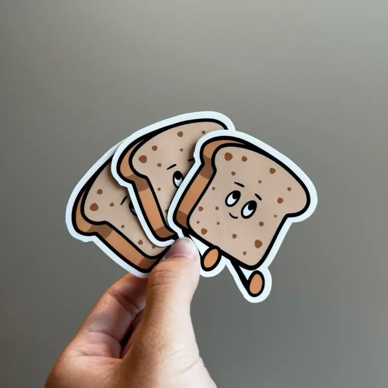 Toast Sticker Friend - 3 Pack Cute Cartoon Bread Design Fun and Unique Stickers for Your Collection
