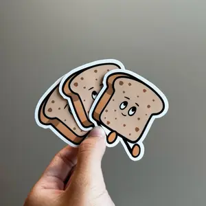 Toast Sticker Friend - 3 Pack Cute Cartoon Bread Design Fun and Unique Stickers for Your Collection