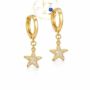 Star earrings hoops small ideal every day wear