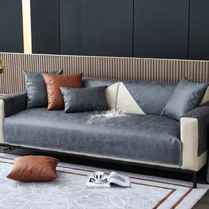 BEKRVIO-Vintage PU Leather Effect Sectional Sofa Cover Non-Slip Water Resistant Couch Slipcover Pet Furniture Protector Ideal for Dogs, Cats & Kids