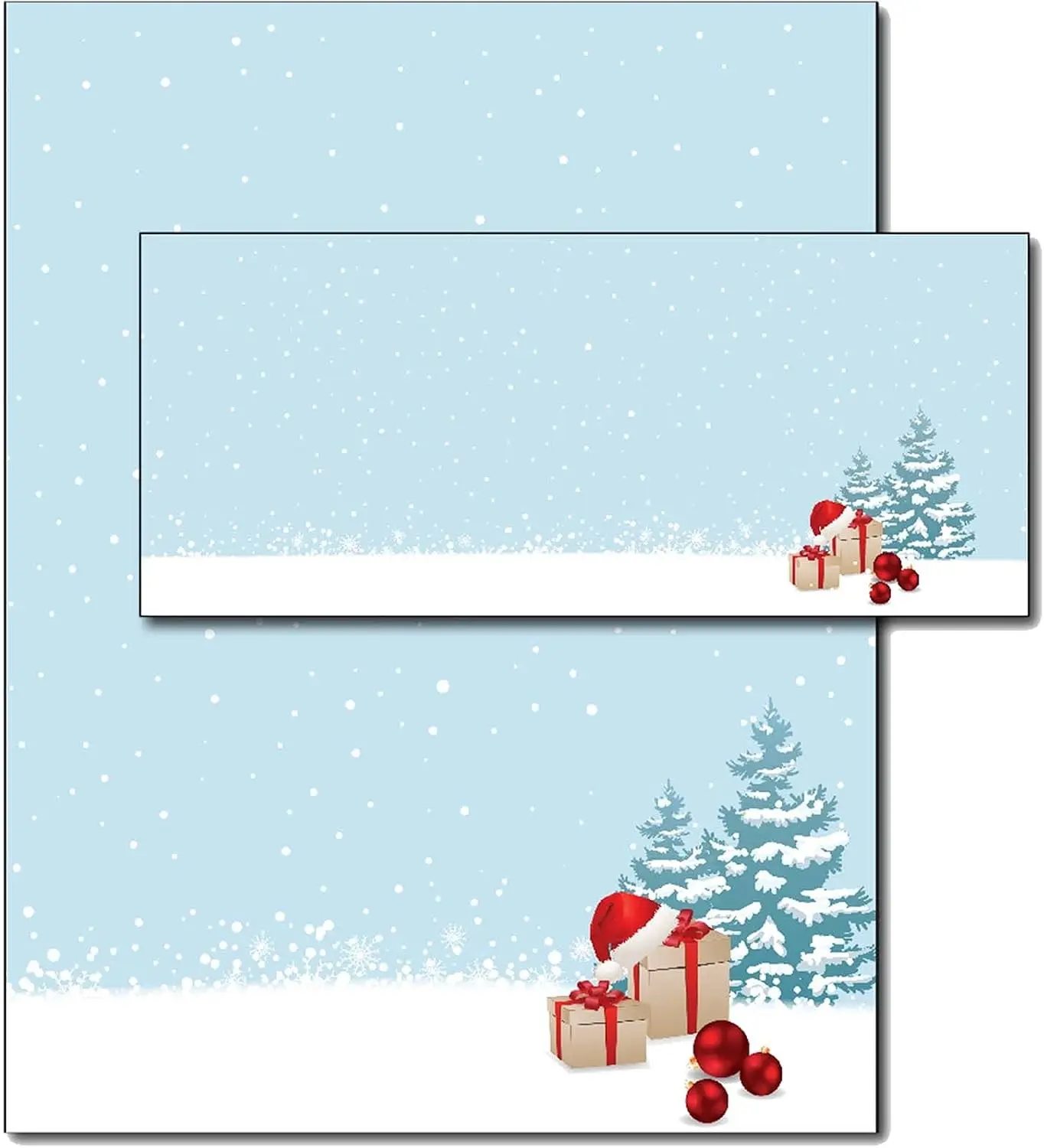 Christmas Morning Letterhead & Envelopes Set 8.5" x 11" 20 Each | Printable Christmas Stationery Matching Envelopes For Holiday Letters, Invitations, Newsletters, And Seasonal Correspondence