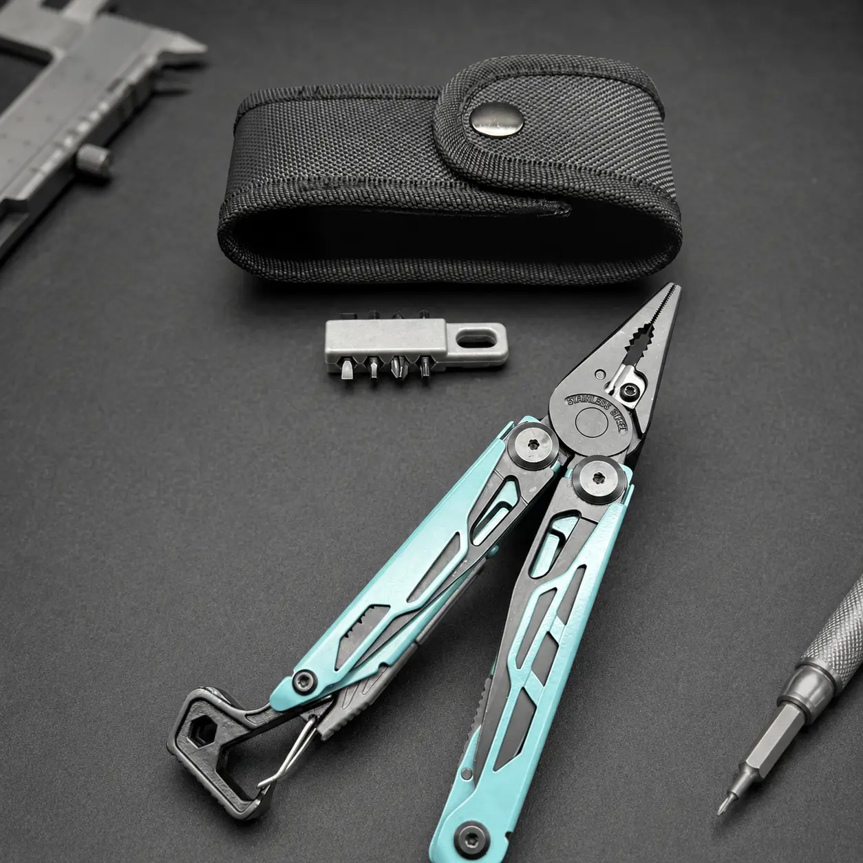 FOG-BLUE Multitool 23-in-1 Pocket Tool - Heavy-Duty Pliers, 5Cr15 & 3Cr13 Stainless Blades, Knife 3.5 in, Serrated Blade, Wire Cutters, Bottle Opener, 6 Screwdrivers, Saw, Locking Tools for Camping Hiking Outdoor