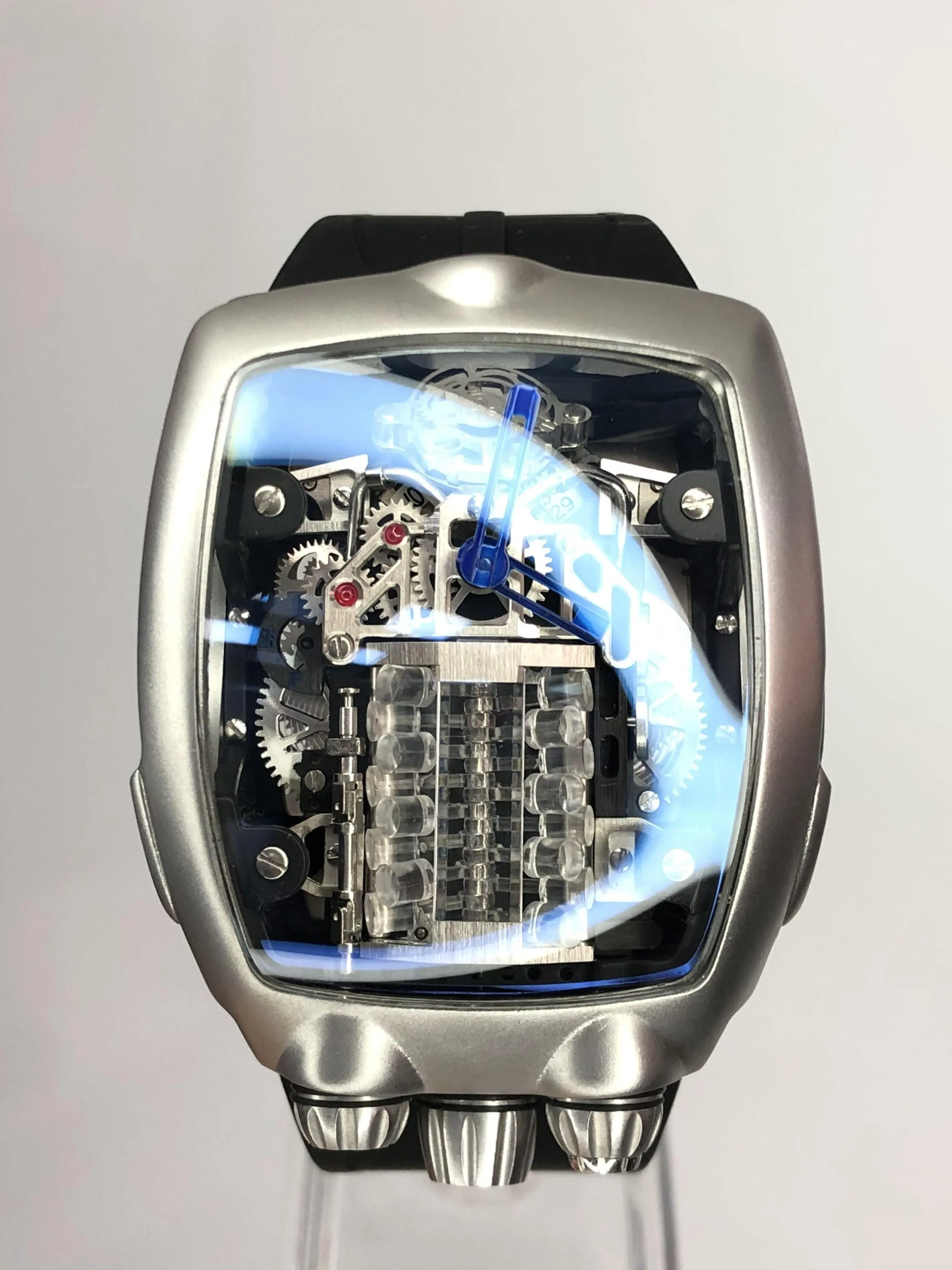 Men's Mechanical Watch with Square Analog Dial, Silicone Strap, Casual Style, Spring & Fall Wear, Stainless Steel Case, Mechanical Style Watches, Square Wristwatch