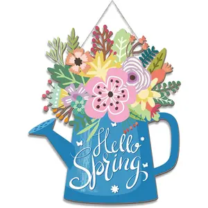 Hello Spring Decorations for Home Spring Welcome Wreaths Sign for Front Door for Home Hanging Sign(Hello Spring Style)