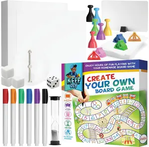 Make Your Own Board Game Set - DIY Blank Board Game Kit with Game Pieces, Blank Cards, Dice, Spinner, Pawns & More - Fun Family Board Games