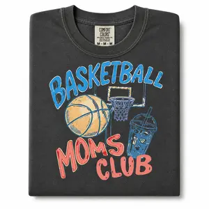 Basketball Moms Club Comfort Colors T-Shirt, Gameday Doodle Basketball Tee, Trendy Women's Basketball Shirt, Sports Mom Shirt, Game Day Tee