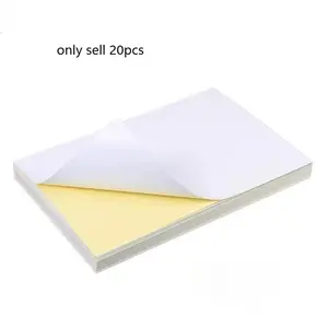 20 sheets of adhesive printing paper. 1/2 grid cutting self-adhesive strong adhesive backing paper matte label sticker