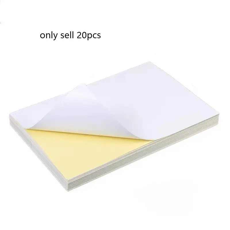 20 sheets of adhesive printing paper. 1/2 grid cutting self-adhesive strong adhesive backing paper matte label sticker Stationary
