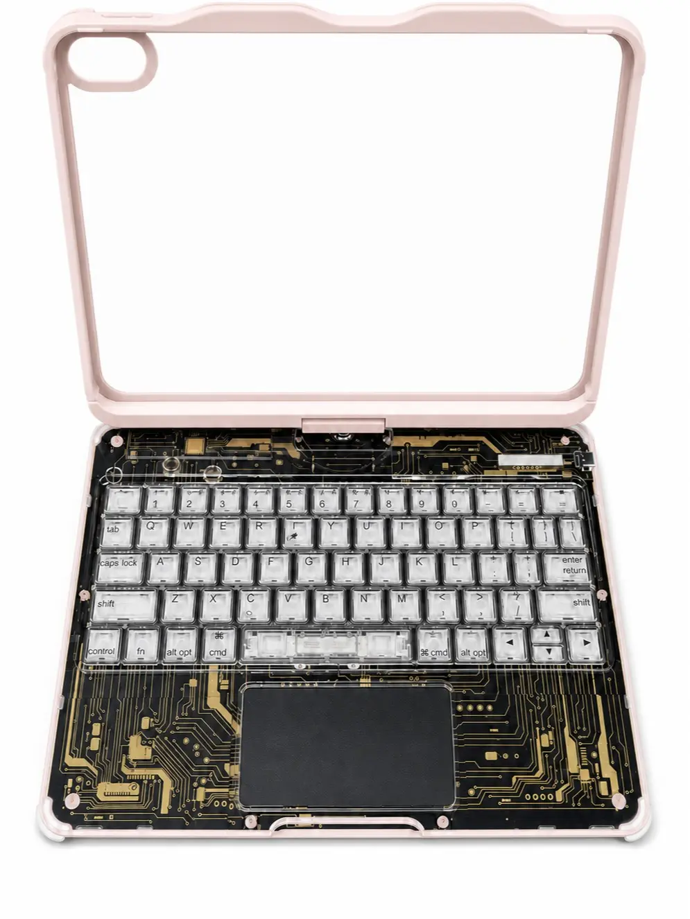 11 Inch 360° Rotating iPad Keyboard Case with Magic Trackpad, Clear Cyber 7-Color RGB Backlit Wireless Bluetooth Keyboard Cover, Silent Typing Shockproof Protective Case for iPad Air 4/5/6/7 Gen & iPad Pro 11 3/4/5/6 Gen, Auto Sleep/Wake