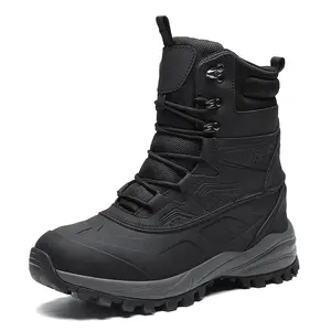 New men's shoes: stylish and trendy fleece-lined warm snow boots, dirt-resistant and versatile cotton boots, available in two colors, non-slip, wear-resistant high-top outdoor hiking shoes.