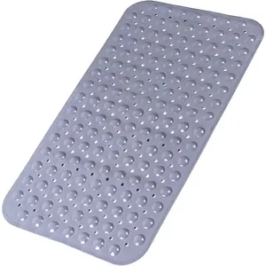 Bathtub and Shower Mats, 28 x 15 Inch Non-Slip Bath Mat, Machine Washable Bath Tub Mat with Suction Cups & Drain Holes for Bathroom, Beige