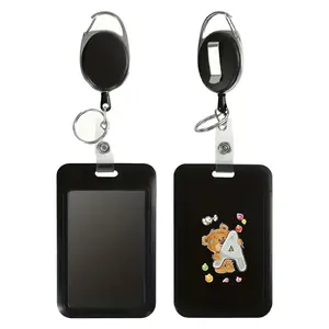 Plastic Employee Card Holder With Retractable Buckle Employee Themed Badge Holder With Lanyard Identity Badge Card Case Work Card Protector Suitable For Nurses Bear Pattern Retractable Badge Reel
