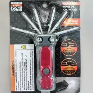 Roughneck 8-In-1 Pocket Multi-Screwdriver with Lights Compact Versatile for DIY Projects Repairs Everyday Tasks Built with Integrated Lighting Feature