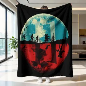 Stranger Things Season 11 Moon Bike Blanket, High-Weight Flannel Fabric, Soft Plush, Warm Thermal, Anti-Wrinkle, Easy Clean, Ideal Gift