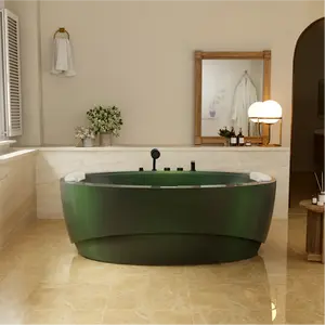 75" Acrylic Freestanding Whirlpool Bathtub with 360° waterfall and Center Drain
