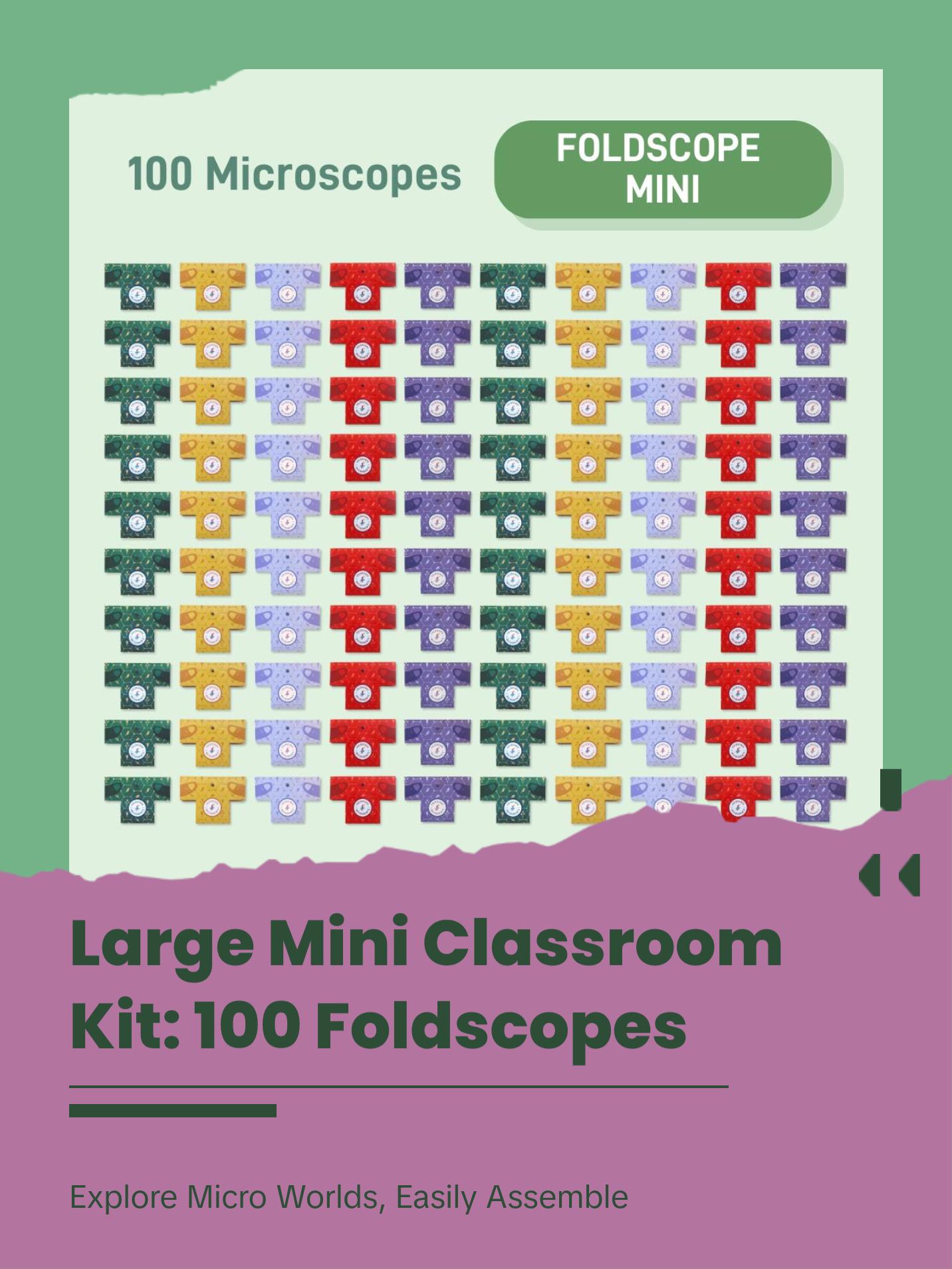Large Mini Classroom Kit (100 Foldscope Mini Paper Microscopes)