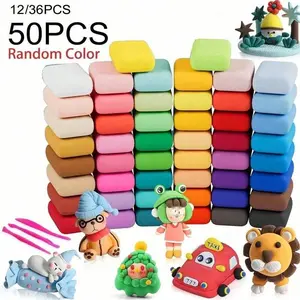 Non-Toxic Sculpture Clay Set, 12/36/50 Colors, Creative Air-Dry Super Light Clay, Air Drying Clay, DIY Modeling Kit with Tools, Suitable for Boys and Girls