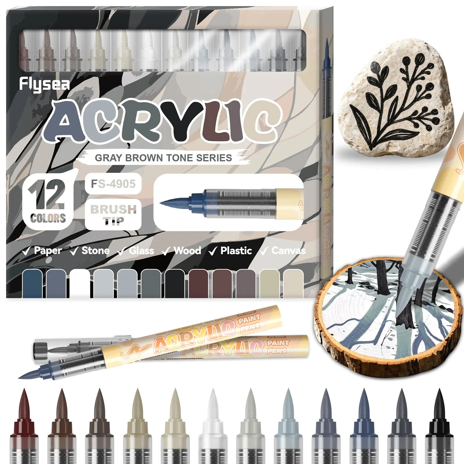 12/24 Colors Macaron Acrylic Paint Marker Pens, Liquid Soft Tip Inks, Ideal for Art Projects & DIY Crafts, Non-Transparent Markers