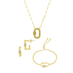 Pave CZ Carabiner Lock Necklace Bundle