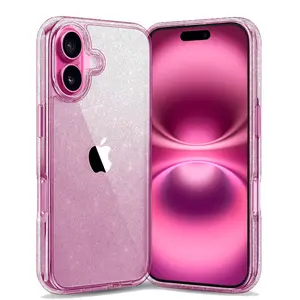 Entronix iPhone 16 Crystal Clear Case - Glitter Cover Transparent Wireless Dustproof