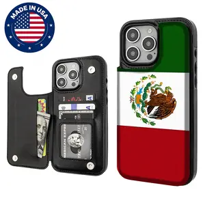 Mexican Flag Coat of Arms Aesthetic Design Pattern Casing For  Iphone 17 16 15 14 13 12 Plus Pro Max Samsung 22 23 24 25 Flaunt Mobile Phone Case TPU Pu Leather Card Holder Drop Protection Shockproof Protector Anti-scratch Stylish Smartphone Cover