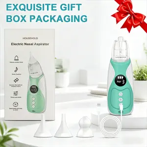 Electric Nasal Aspirator with Music Lights, USB Rechargeable 400mah Battery, Three Adjustable Modes, Includes Three Silicone Heads