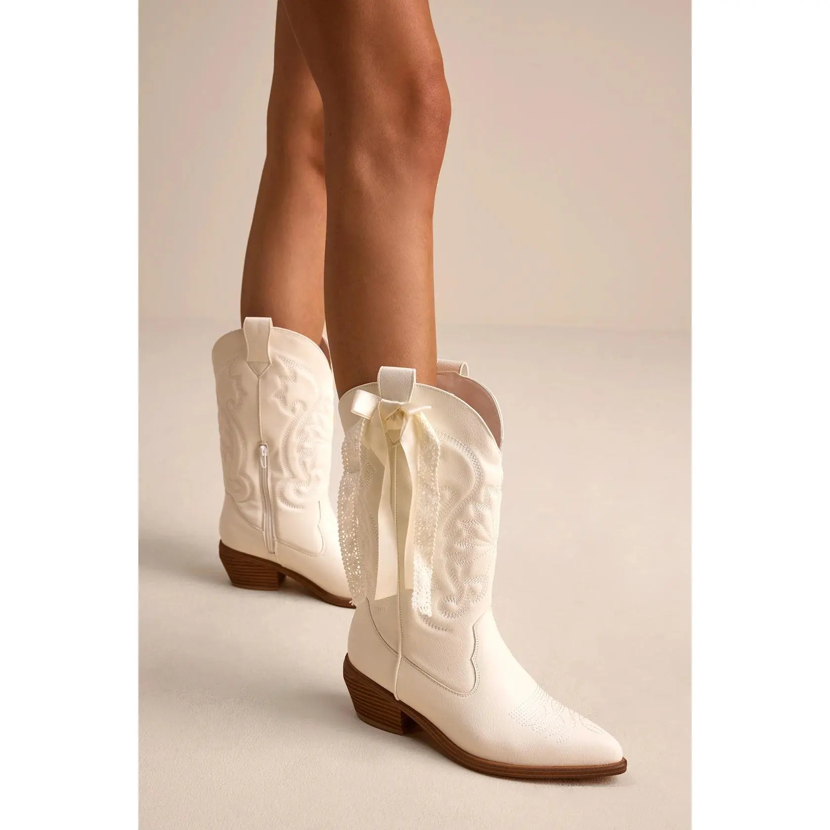 Lucilla White Ribbon Boot