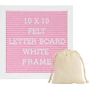 Letter Board Sign White Frame 10x10 - Felt Letter Board Baby Announcement Board with Typewriter Letters, White Letter Board Sign Board&Message Board with Stand and Canvas Bag.