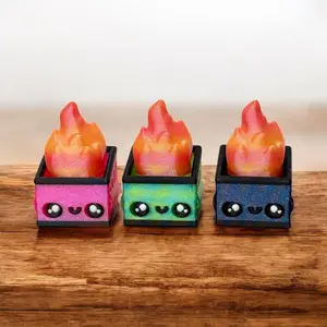 Burnie and Lil’ Burnie - Dumpster Fire Fidget Clickers Decor Sparkly Stress Cute Gift
