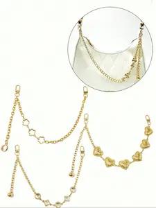 Elegant Chain Shoulder Strap with Rhinestones, Heart-Shaped Bag Chain, Hollow Out Flower Design, Perfect Gift for Birthdays, Rhinestone Straps