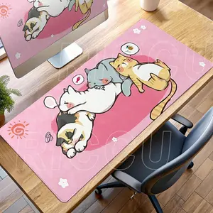 Kawaii Pink Keyboard Table Pad Cute Anime Cat MousePad Gamer PC Cabinet Kitty Mousepad Laptop DeskMat E-Sports Mat Gaming Mouse Pad Office accessories
