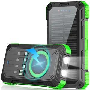 20000mAh Solar Charger Power Bank, Fast Charging Portable Phone Charger, Dual USB Ports, Built-in LED Flashlight & Compass, IP65 Waterproof Outdoor Emergency Power Bank