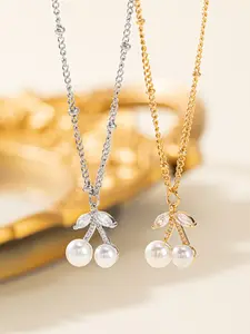 New Creative Cherry Pendant Necklace, Elegant Retro Design, Fashionable Jewelry for Women, Perfect for Daily Wear and Parties