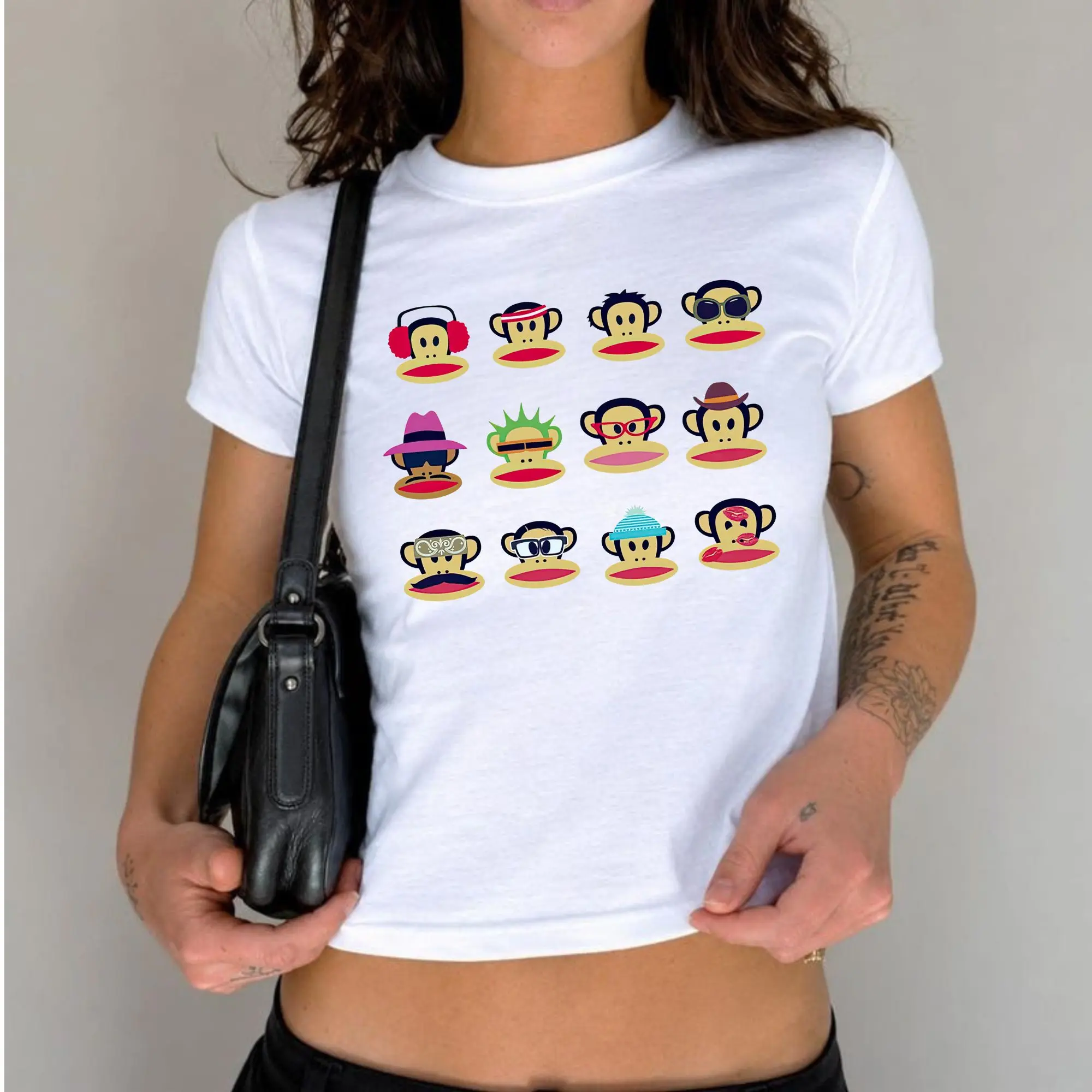 Paul Frank Julius faces graphic tee, y2k Fashin, funny baby tee