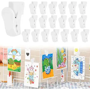 20 Pcs Grid Wall Hooks Clips Gridwall Accessories Hanging Clips for Oil Painting Sign Panel Wall Wire Rack Display, Suitable for Retail Art Exhibition Workspace Organization Storage and Display