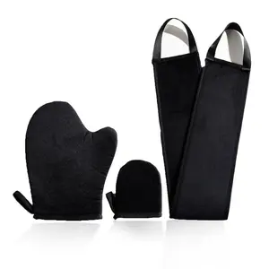 Self-tanning Kit, 3pcs/set Black Skin Oil Applicator Gloves & Back Scrubber, Professional Manual Massage Tools for Men & Women