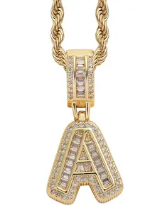 Unisex Hip-Hop Zircon Alphabet Pendant Letter Pendant Necklaces, Copper & Stainless Steel Jewelry, Party Style Accessories for All Seasons