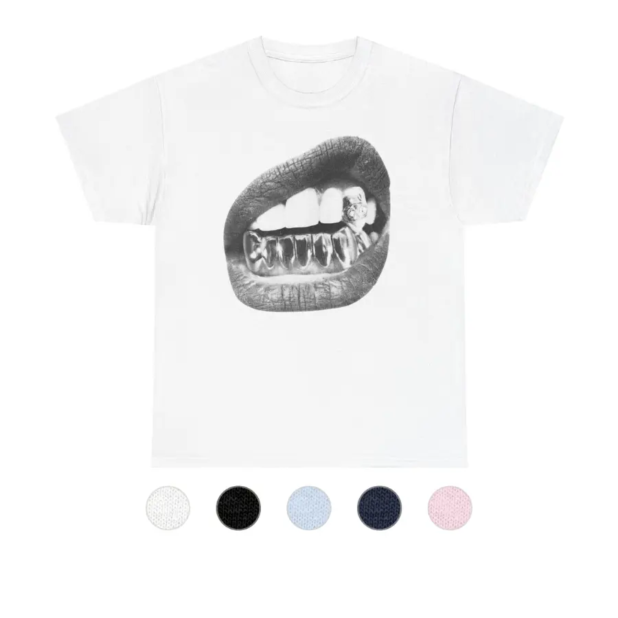Y2K Teeth Grills Tee, Retro Trendy Unisex T-Shirt for Bold Cute Look, Statement-Making Fashion, Teeth Grill Mouth Shirt, 2000s Inspired