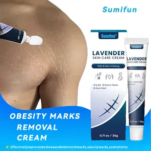 Sumifun Lavender Repair Cream moisturizes and repairs the skin, improves the appearance of new and old body lines caused by pregnancy, weight fluctuations, or puberty, while also evens out skin tone. Gentle care, suitable for everyday use.