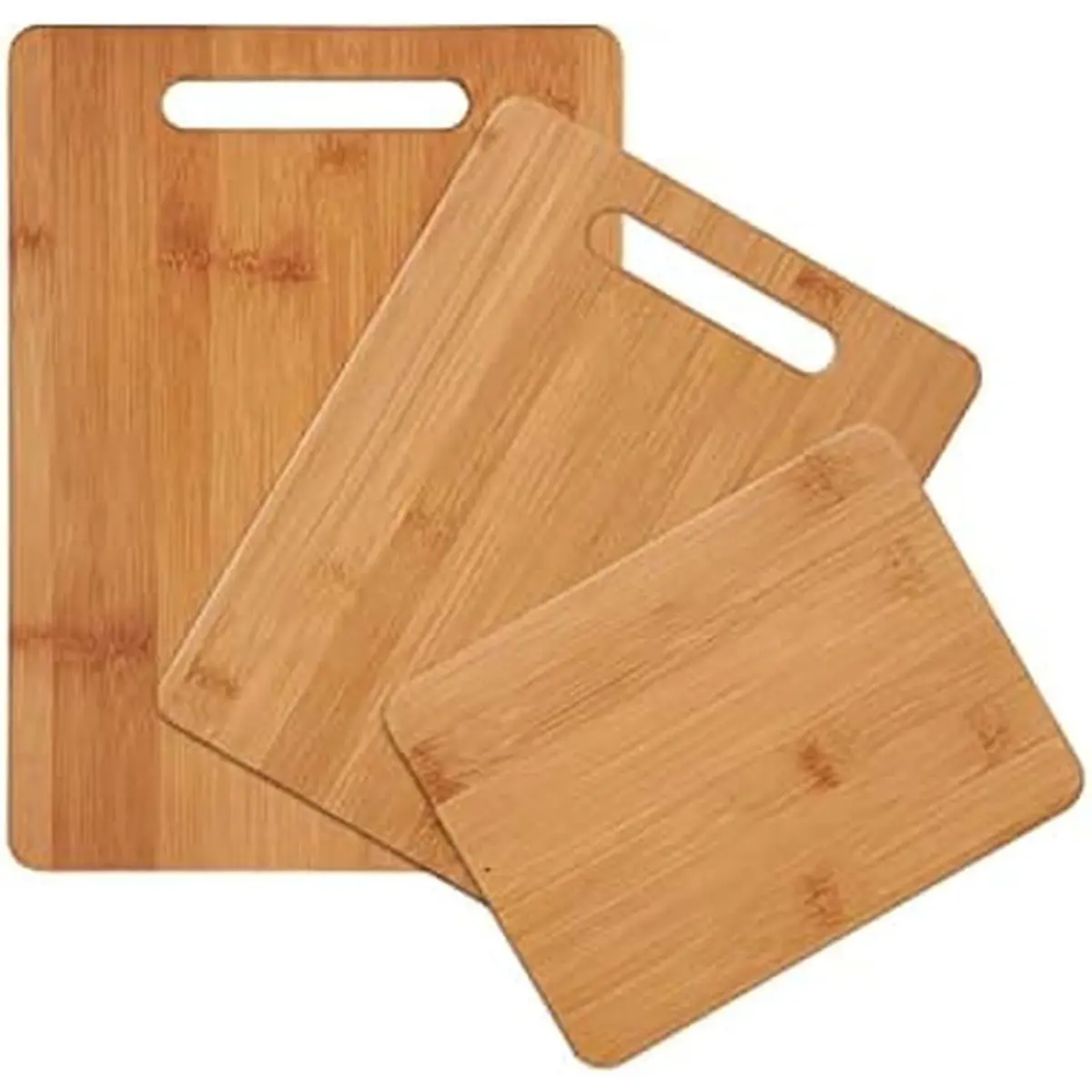 3-Piece Wood Cutting Board Set, Reversible Chopping Boards for Meal Prep and Serving, Charcuterie Boards, Wooden Cutting Boards with Built-in Handles, Set of 3 Assorted Sizes, Bamboo