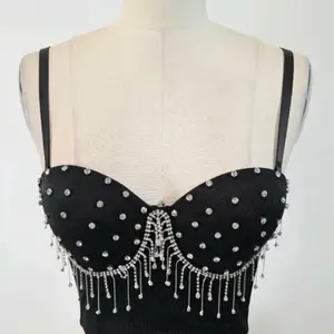 Elegant Corset with Rhinestone Embellishments and Dangling Beads for Special Occasions