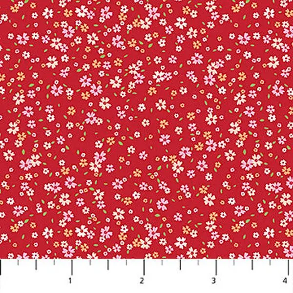 Fabric FIGO Red Petal Drift Pocket Posies by the Quarter Yard R91200-26