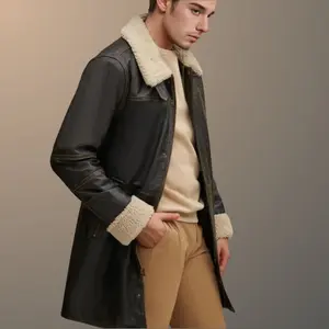 Aviator Men's Brown Shearling Fur Leather Coat