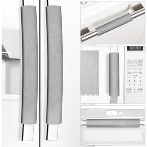 Refrigerator Door Handle Covers, Set of 5, Keep Your Kitchen Appliance Clean from Smudges, Drips,  Stains, Oil, Handmade Decor Protector for Fridge, Ovens, Dishwashers (Grey)