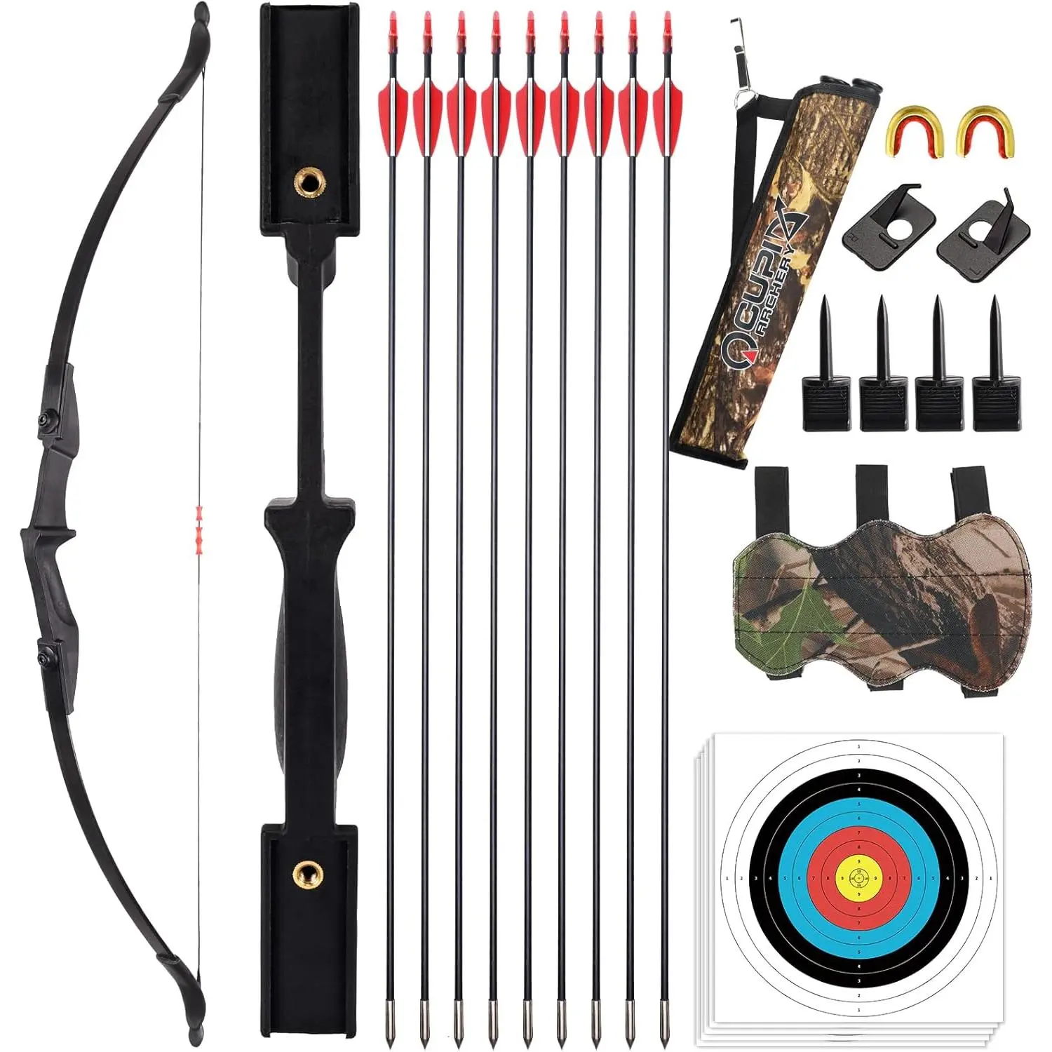 Takedown Recurve Bow and Arrow Set for Target Practice, Archery Kit for Adults and Youth, Left & Right Handed, 20, 30, 40 lbs, Targets, Teens, 20/30/40Lbs, Archery Set, Unisex