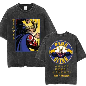 Washed Vintage Anime My Hero Academia Academia T Shirt Eraser Head Aizawa6 Shouta T-shirt Men's Cotton Casual Oversized T-shirts