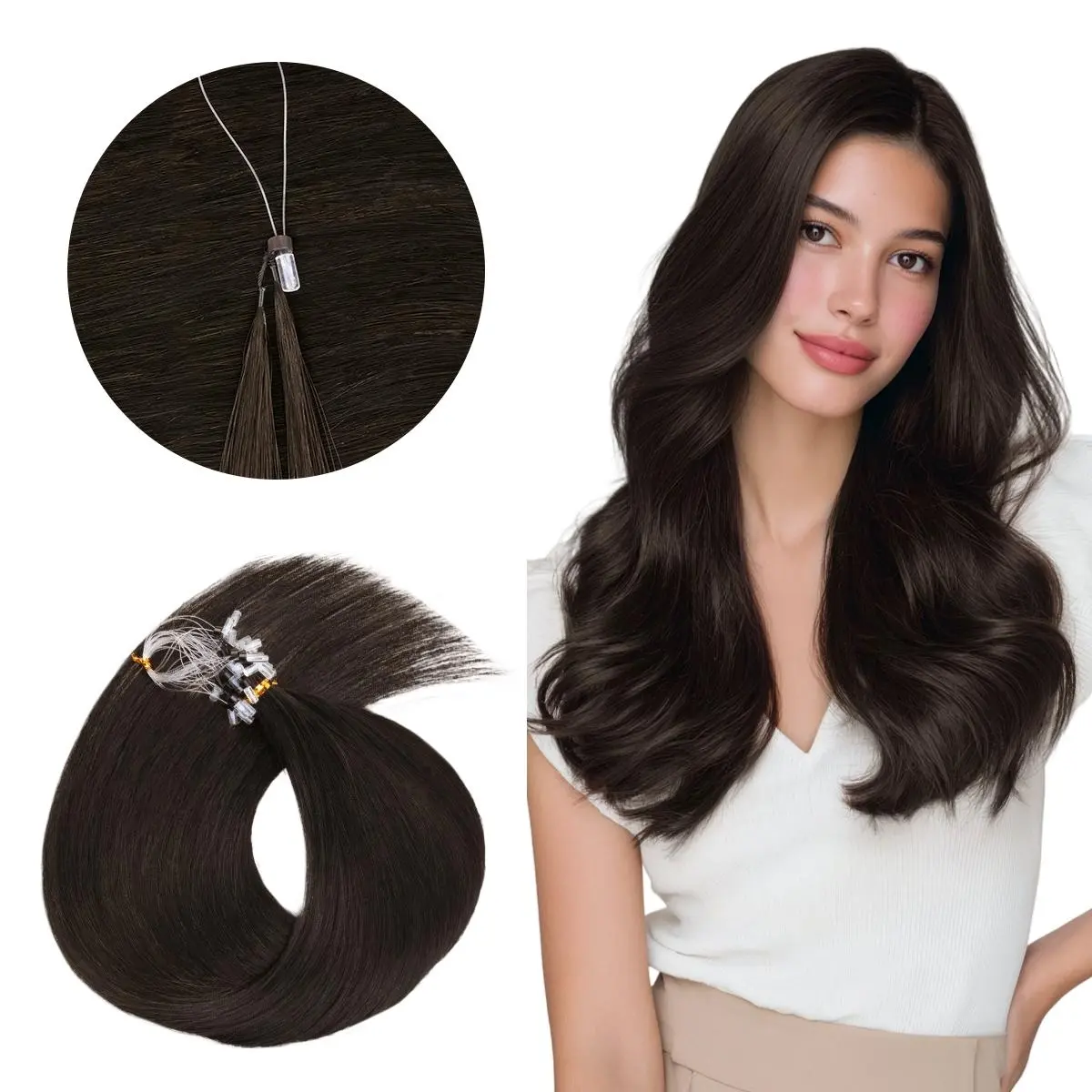 GOO GOO Micro Link Pro FeathDual Tip Hair Extensions Remy Human Hair, Invisible Loop Hair Extensions Straight Hair for Natural Look & Volume Summer Hair Reuseable Summer Hairstyles #summerwins #SummerFinds