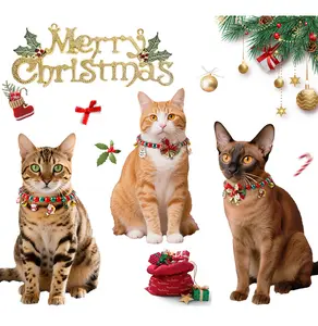 New Christmas pet necklace, cat dog bell, Santa Claus collar, pet accessory
